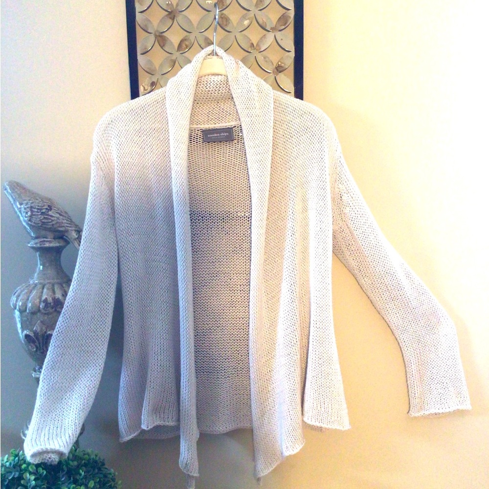 Wooden Ships Cream Open-Front Cardigan